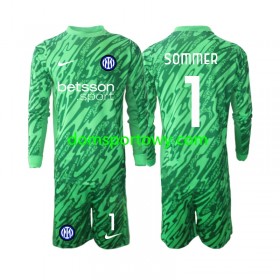 Koszulka Inter Mediolan Yann Sommer 1 Bramkarska Dziecięcy Domowe Koszulki Piłkarskie 2024-2025 Długi Rękaw